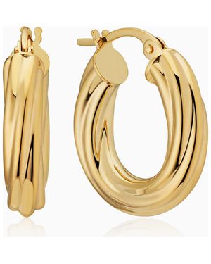 Oradina 18K With A Twist Midi Hoops - Metallic