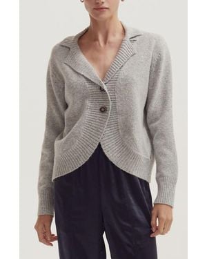 Crescent Curved Hem Cardigan - Gray