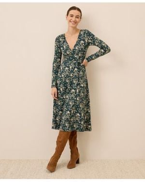 Pact Fit & Flare Wrap Dress - Green