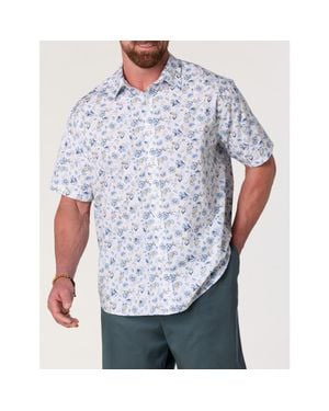 True Nation by DXL Big & Tall Sketch Leaf Print Sport Shirt - Blue