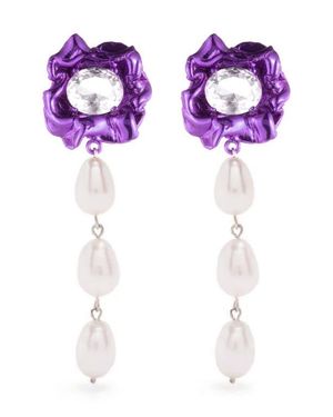 Sterling King Lola Floral Freshwater Pearl Drop Earrings - Pink