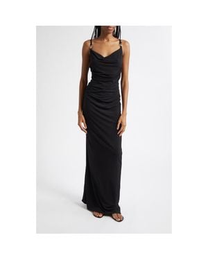 Coperni Logo Clasp Ruched Jersey Dress - Black