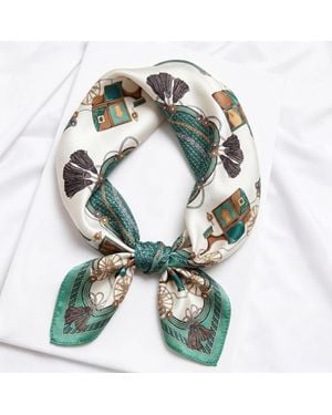 SILKSILKY Pure Silk Printed Square Scarf For - Green