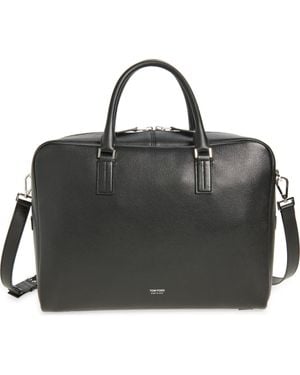 Tom Ford Padlock Grained Leather Briefcase - Black