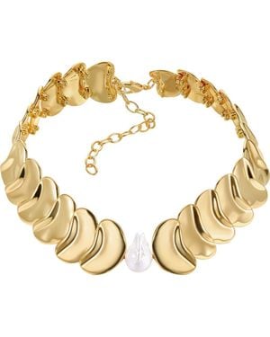 st. Moran Freshwater Pearl Statement Necklace - Metallic