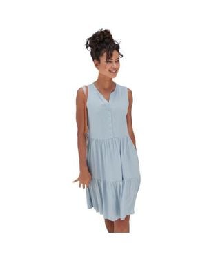 Lascana Button Up Tiered Dress - Blue