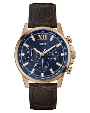 Guess Walker Dial Multifunction Leather Strap Watch, 44Mm - Black
