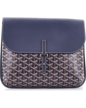 81036096 Coursier Messenger Bag Coated Canvas And Leather - Blue