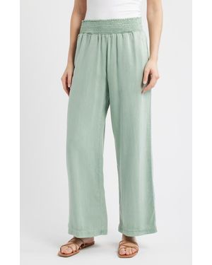 Bella Dahl Smock Waist Wide Leg Pants - Green