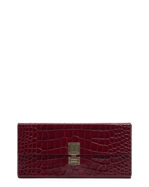 Tom Ford Croc Embossed Patent Leather East/West Box Clutch - Red
