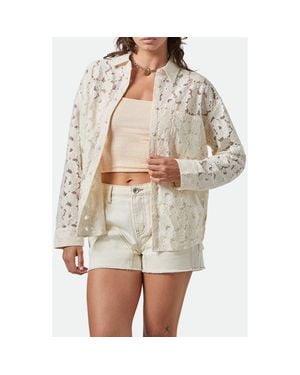 Brixton East Side Cotton Blend Lace Button-Up Shirt - Natural