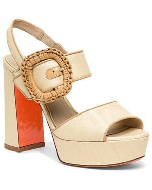 Santoni Leather High-Heel Sandal - Metallic