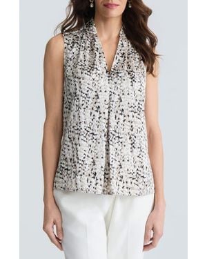 Kasper Pleated Sleeveless Top - White