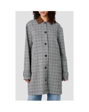 French Connection Matteo Plaid Jacket With Faux Suede Collar - Gray