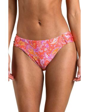 Sunshine 79 Paisley Daze Shirred Bikini Bottoms - Pink