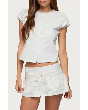Edikted Yelena Lace Trim Shirt - White