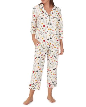 Bedhead Italian Print Crop Stretch Organic Cotton Pajamas - Multicolor