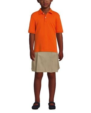 Lands' End School Uniform Kids Short Sleeve Interlock Polo Shirt - Orange