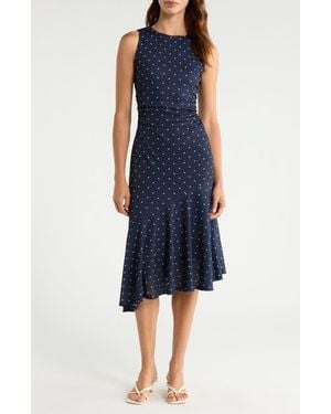 Rails Daija Polka Dot Sleeveless Asymmetric Midi Dress - Blue
