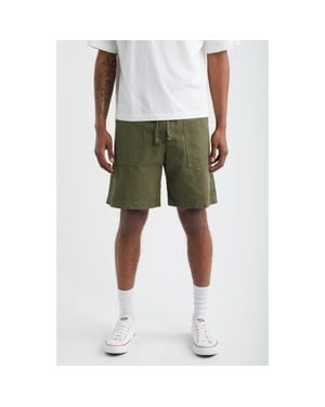 Service Works Classic Cotton Poplin Drawstring Chef Shorts - Green