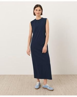 Pact Organic Cotton Soft-Slub Essential Easy Muscle Tee Maxi Dress - Blue