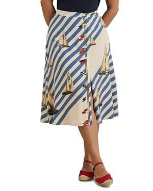 Ralph Lauren Sailboat Stripe Midi Skirt - Blue