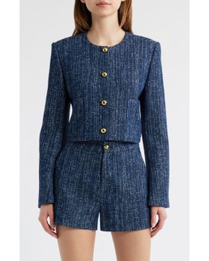 FRAME The Tweed Crop Jacket - Blue