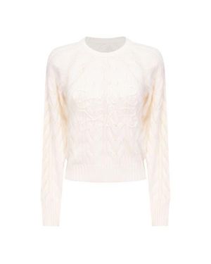 Aspact Cable Knit Sweater With Front Artwork - White