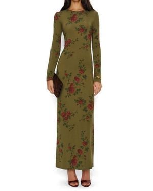 Reformation Tommie Floral Long Sleeve Knit Dress - Green