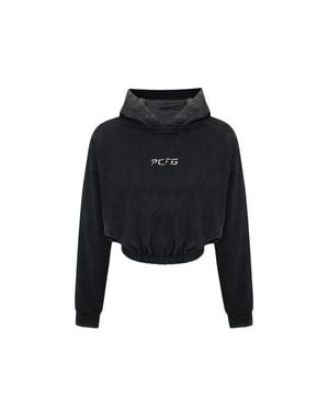 Pcfg Cotton Acid Washed Crop Hoodie - Black