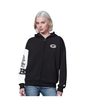 Starter Bay Packers 4Th Down Full-Zip Hoodie - Black
