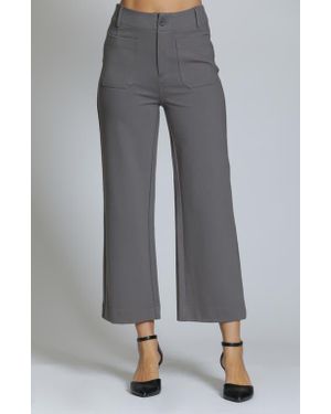 Apny Ponte Wide Leg Crop Pants - Gray