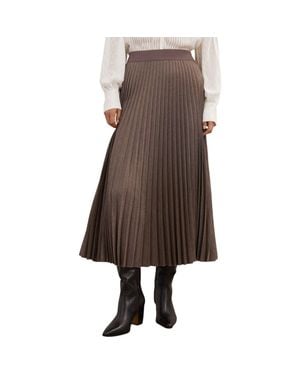 Reiss Kember High Waist Pleated Midi Skirt - Brown