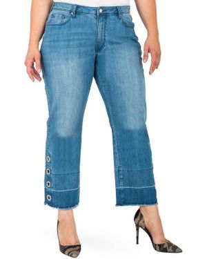 Standards & Practices Meryl Grommet Detail Wide Leg Jeans - Blue