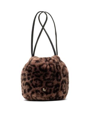 Frances Valentine Pouf Jaguar Faux Fur Bucket Bag - Brown