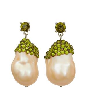 Tory Burch Moondance Crystal & Pearl Drop Earring - Green