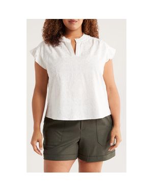 Wit & Wisdom Cap Sleeve Woven Shirt - White