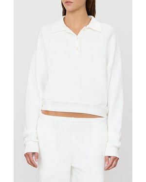 ÉTERNE Cropped Polo Sweatshirt - White