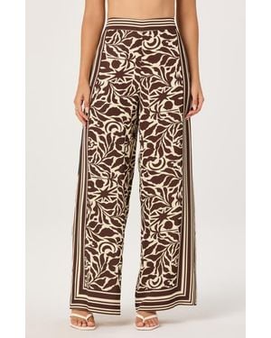 Astr Eva Print Wide Leg Pants - Natural