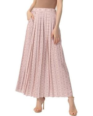 Kimi + Kai Print Box Pleat Maxi Skirt - Pink