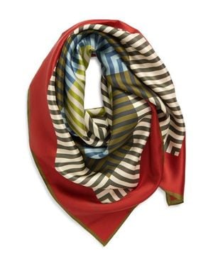 Echo Concentric Stripes Square Silk Scarf - Red
