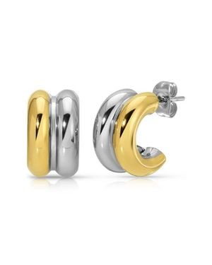 Kozakh Mini Blunt Mixed Hoop Earrings - Metallic