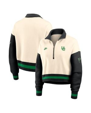 Nike Oregon Ducks Oversized Legacy Color Block Cropped Quarter-Zip Pullover - Black