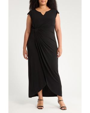 Connected Apparel Cap Sleeve Maxi Dress - Black