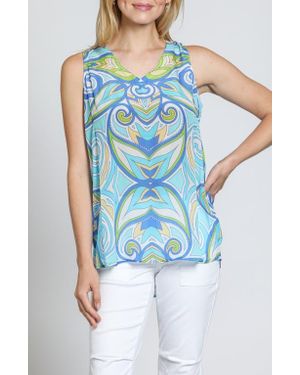 Apny Print V-Neck Tank - Blue