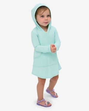 BloqUV Toddler's Long Sleeve Hoodie Dress For Sun And Uv Protection - Green