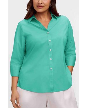Foxcroft Mary Non-Iron Stretch Cotton Button-Up Shirt - Green