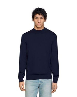 Sandro Wool Sweater With High Neck - Blue