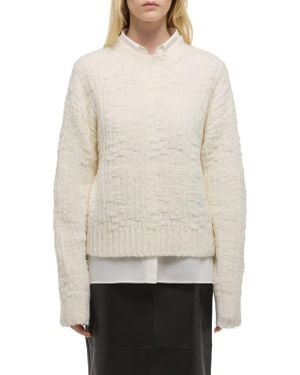 Helmut Lang Textured Merino Wool Blend Sweater - Natural