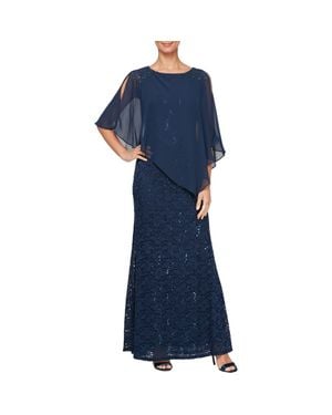 Sl Fashions Sequin Lace Capelet Dress in Pink | Lyst